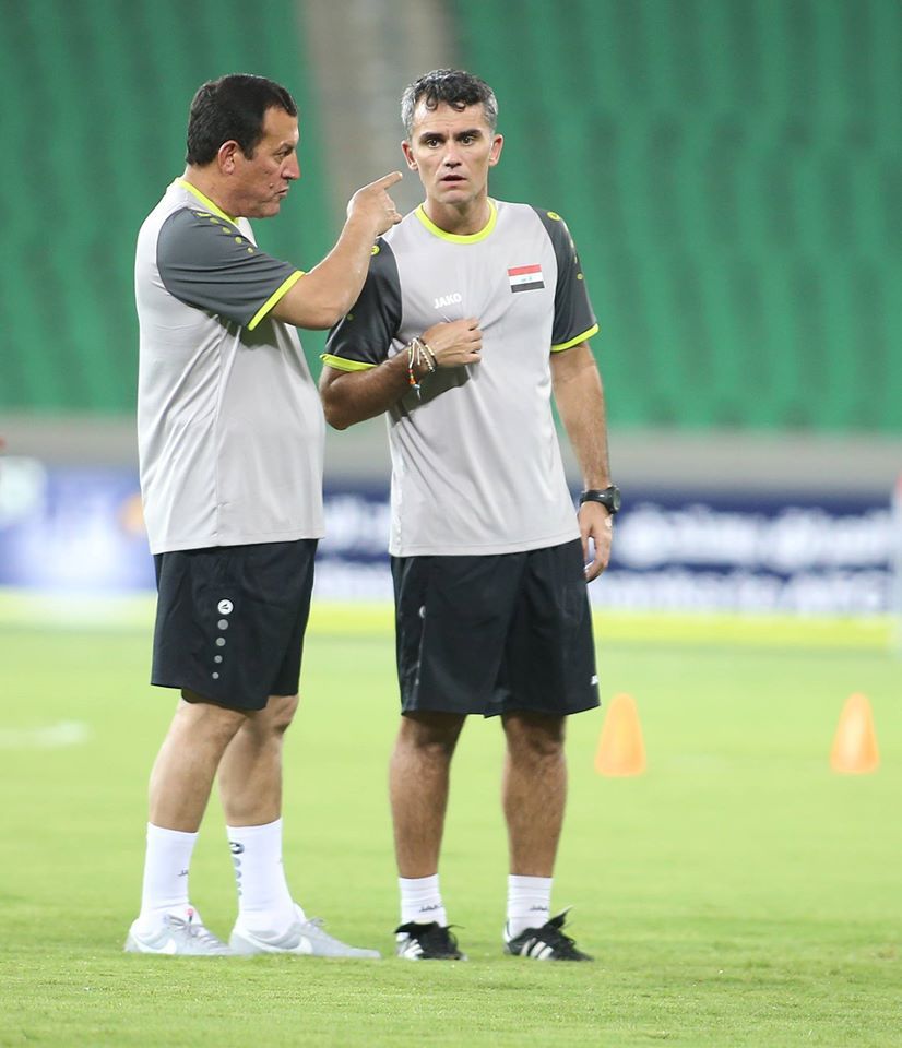 باسم قاسم مع مدرب اللياقة البدنية