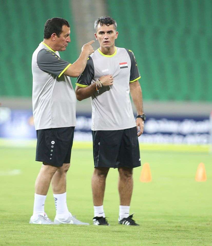 باسم قاسم مع مدرب اللياقة البدنية