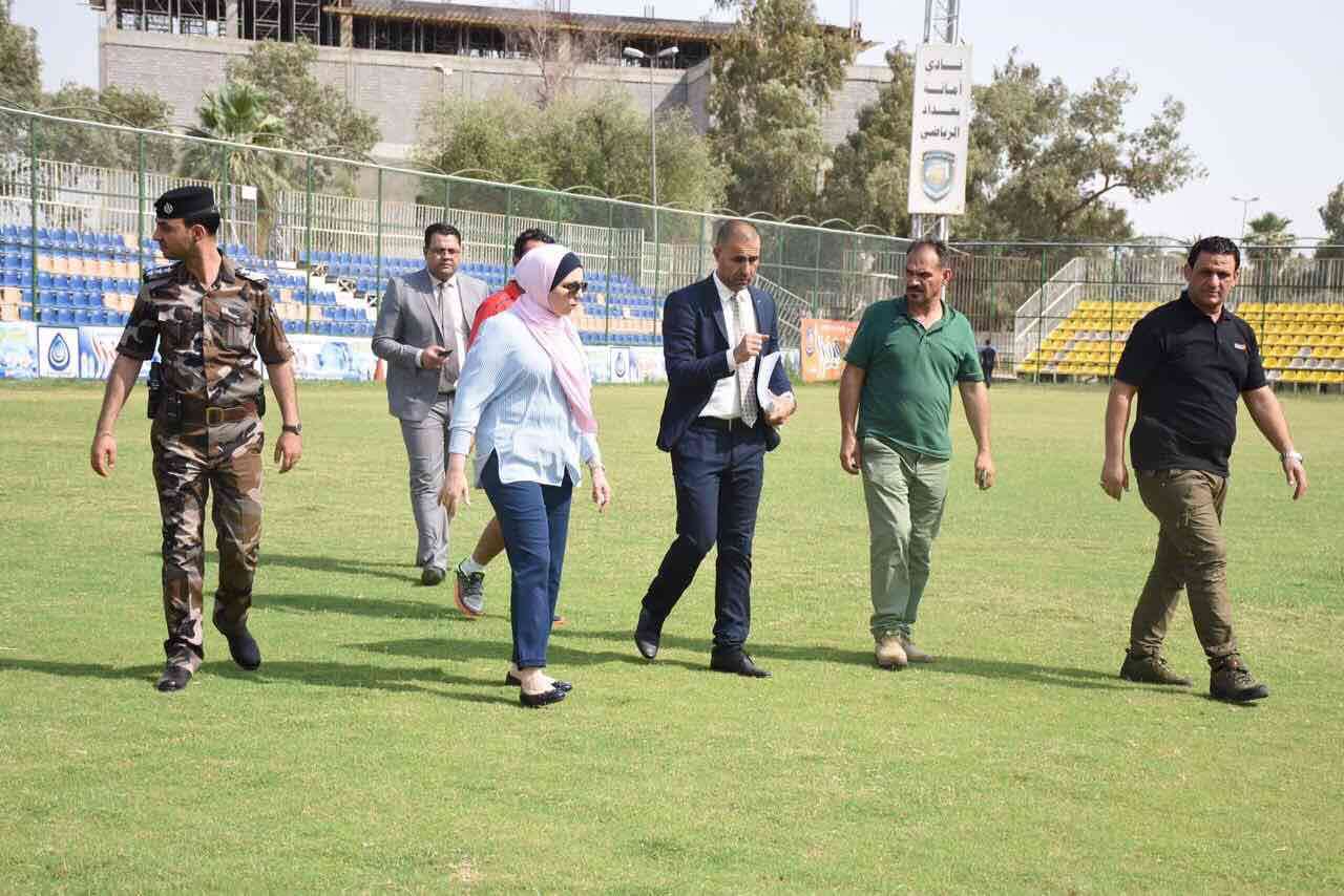 أمينة بغداد تتفقد مراحل تطوير ملعب النادي