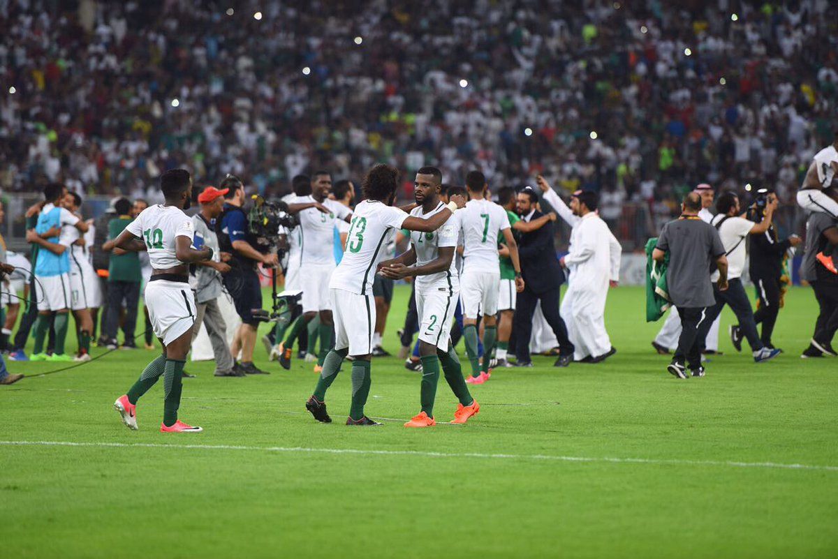 فرحة لاعبي المنتخب السعودي