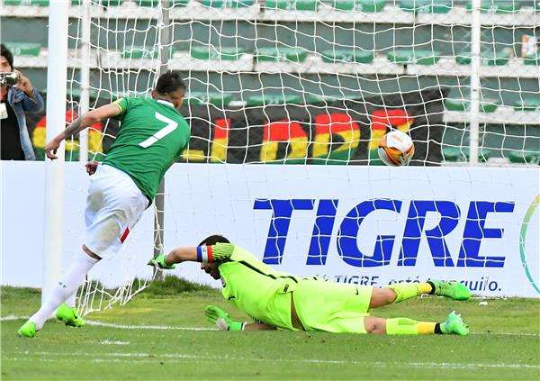 لحظة تسجيل هدف بوليفيا