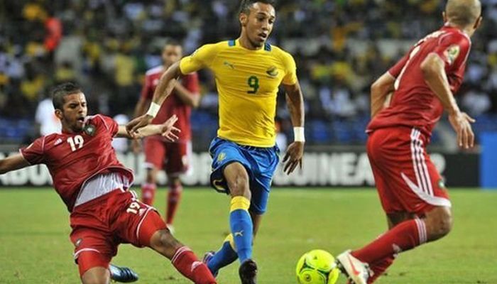 جانب من مباراة سابقة بين المغرب والجابون