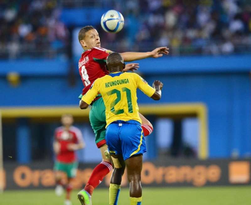 لقطة من مباراة سابقة بين المغرب والجابون