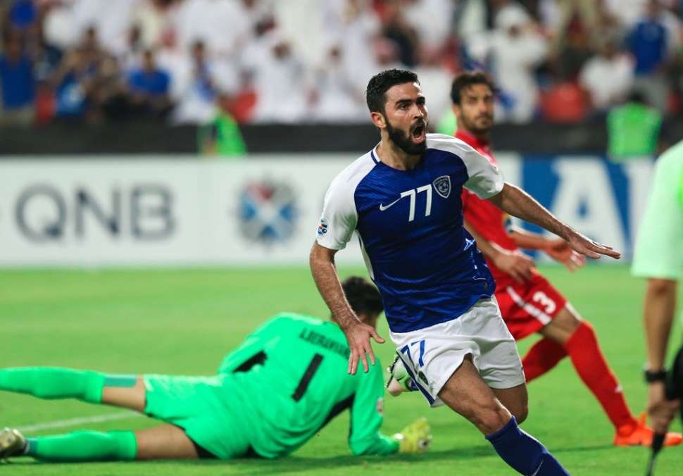 عمر خربين بعد تسجيله الهدف الثاني