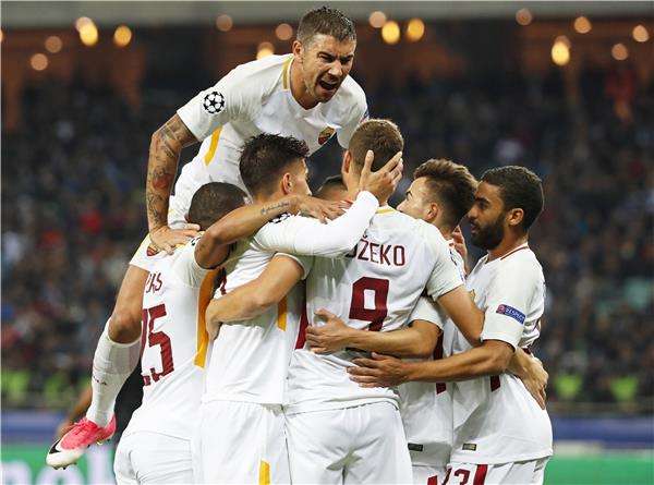 فرحة لاعبي روما