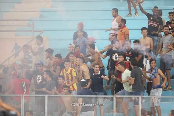 من أعمال الشغب لجماهير الترجي في مباراة اتحاد بن قردان