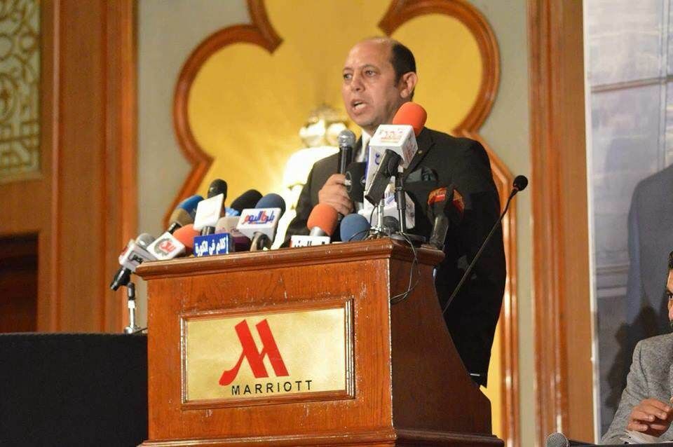 أحمد سليمان خلال المؤتمر الصحفي