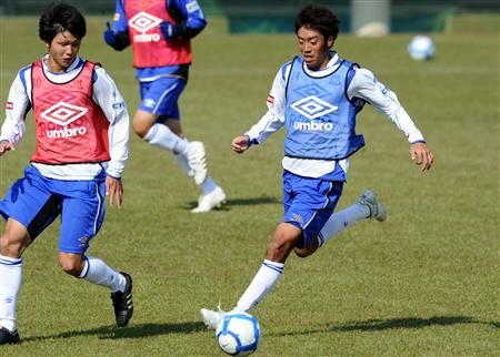 المهاجم الشاب شوكي هيراي في تدريب الأمس