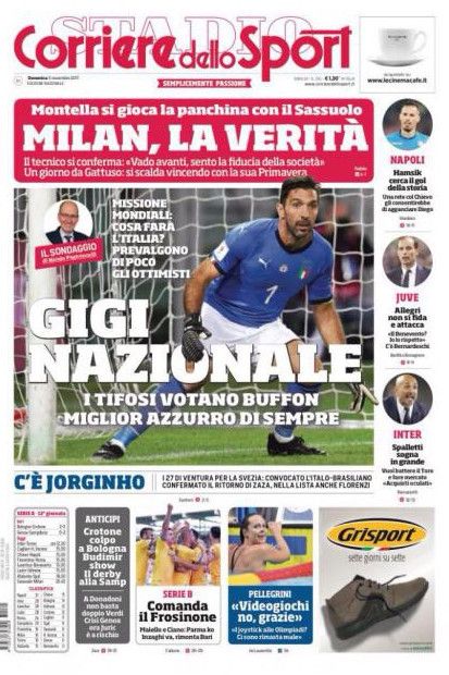 غلاف صحيفة كوريري ديلو سبورت