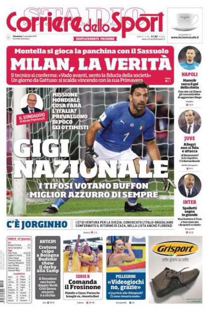 غلاف صحيفة كوريري ديلو سبورت