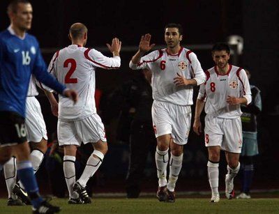 فرحة لاعبي جورجيا بتسجيل هدف