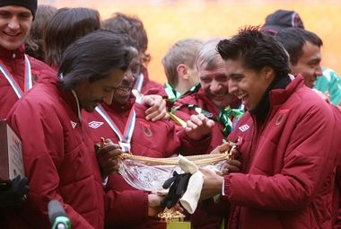 فرحة بوخاروف بعد تسجيله هدف الفوز لروبين كازان