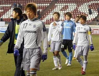 لاعبي هيروشيما بعد نهاية اللقاء