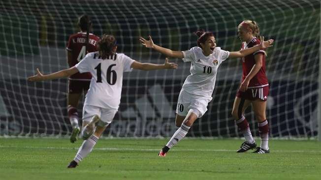 المهاجمة الأردنية سارة أبو صباح في كأس العالم للناشئات 2016