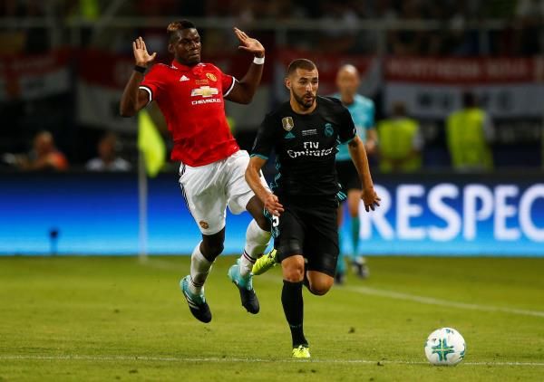 جانب من مباراة مانشستر يونايتد وريال مدريد في السوبر الأوروبي