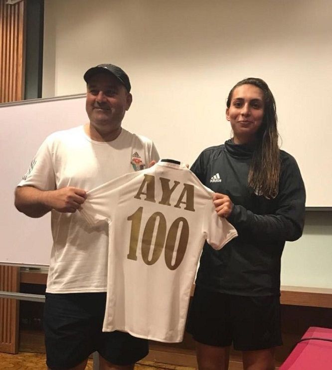 المدافعة أية المجالي والاحتفاء بمائة مباراة