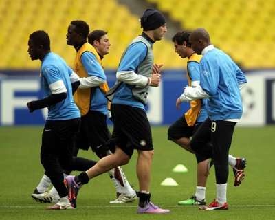 صورة من تمارين الإنتر اليوم في موسكو