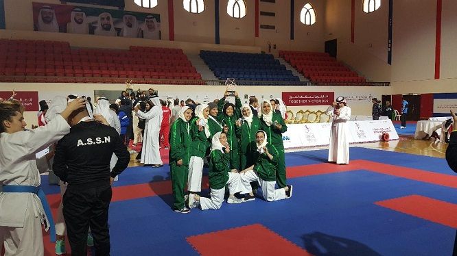 الفريق السعودي للكاراتيه النسائي بعد نهاية التتويج