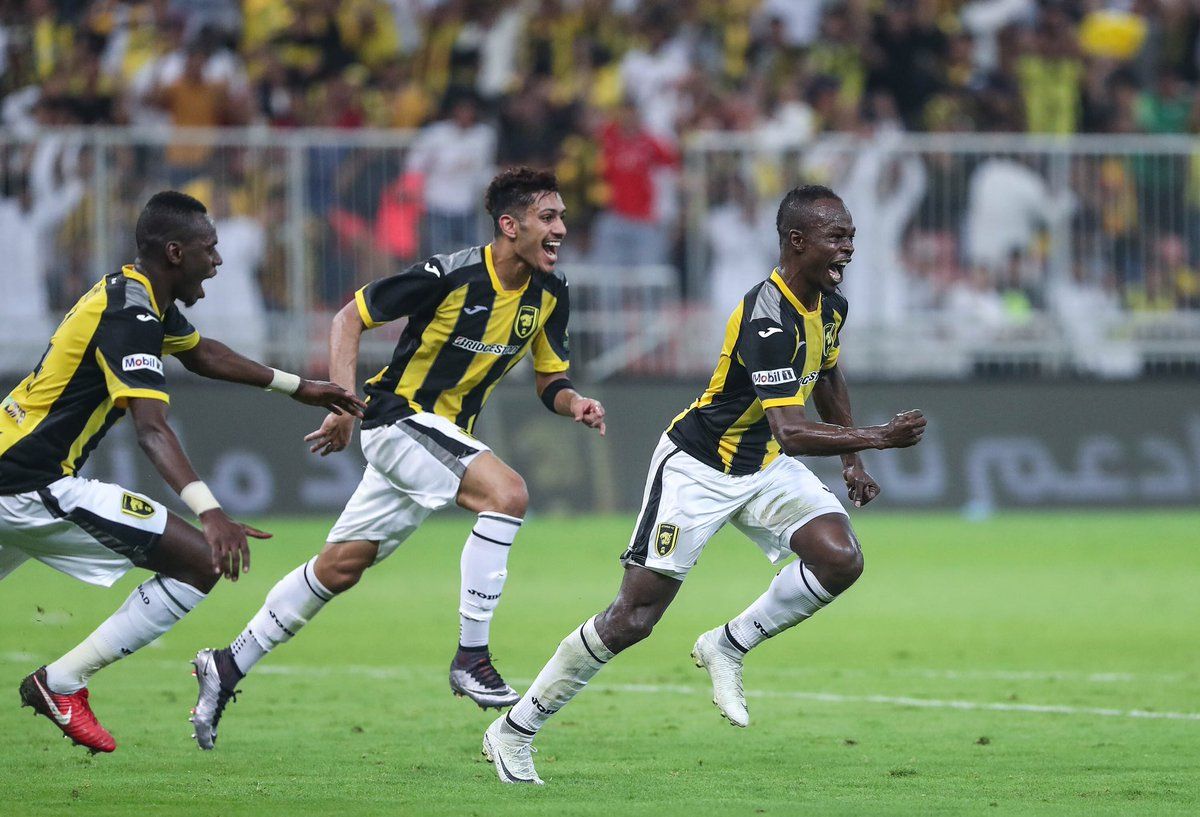 احتفال لاعبي الاتحاد بأحد الأهداف