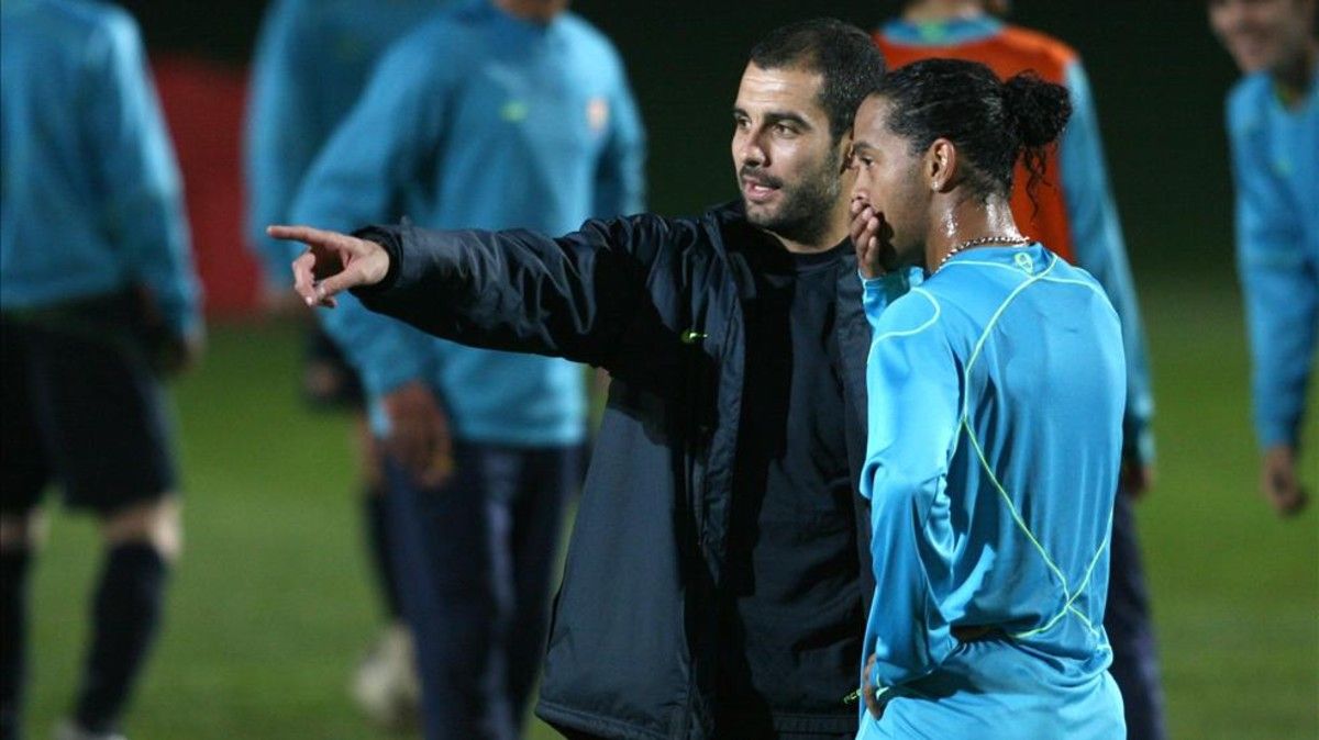 رونالدينيو مع جوارديولا