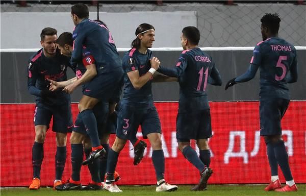 فرحة لاعبي أتلتيكو مدريد