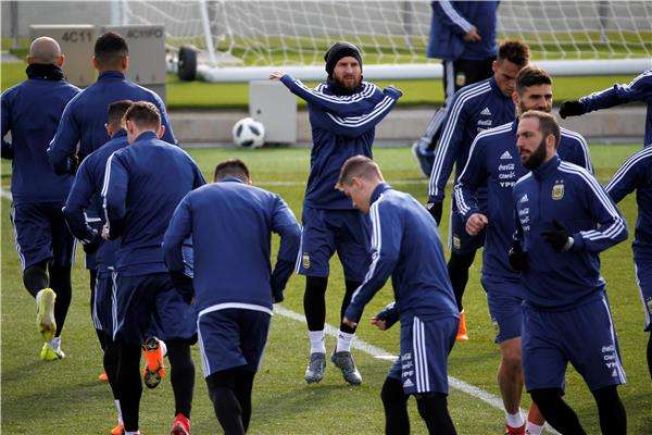 جانب من تدريب المنتخب الأرجنتيني بمدريد
