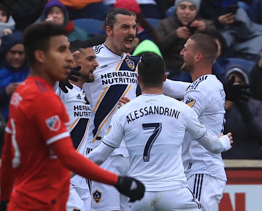 فرحة إبراهيموفيتش رفقة زملائه