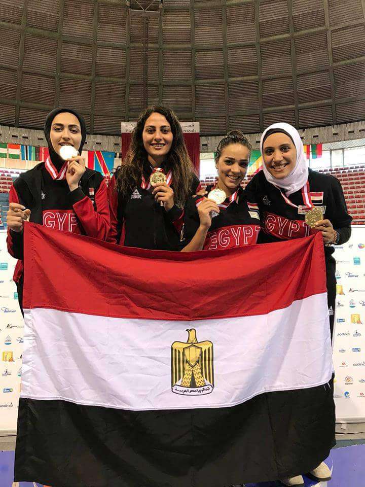 جانب من تتويج لاعبات مصر في بطولة أفريقيا للسلاح