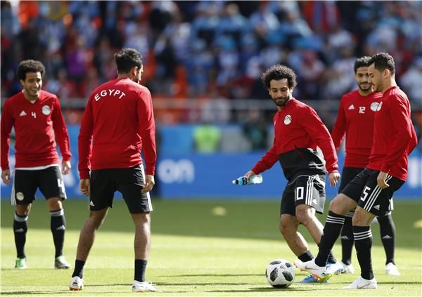 محمد صلاح في تدريبات منتخب مصر