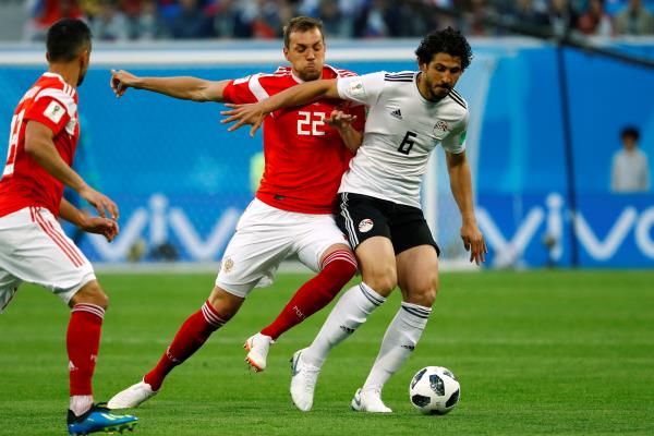 من مباراة مصر وروسيا