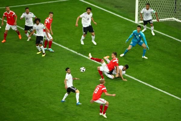 من مباراة مصر وروسيا