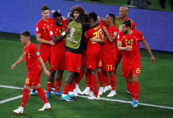 جانب من مباراة إنجلترا وبلجيكا