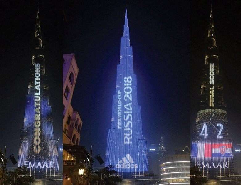 جانب من العرض الضوئي على برج خليفة