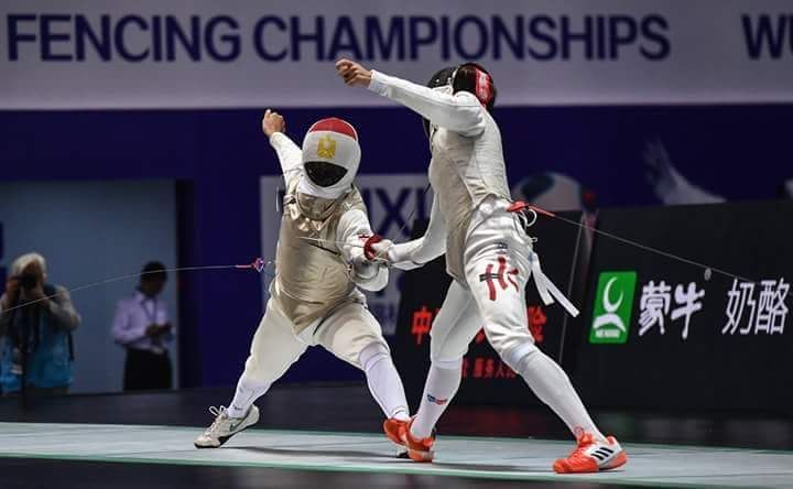 جانب من مباراة اللاعب المصري محمد حمزة