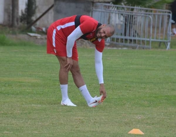 ياسين الشيخاوي خلال مشاركته في تدريبات اليوم 