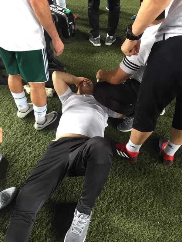 لحظة إصابة حسام حسن بحجر