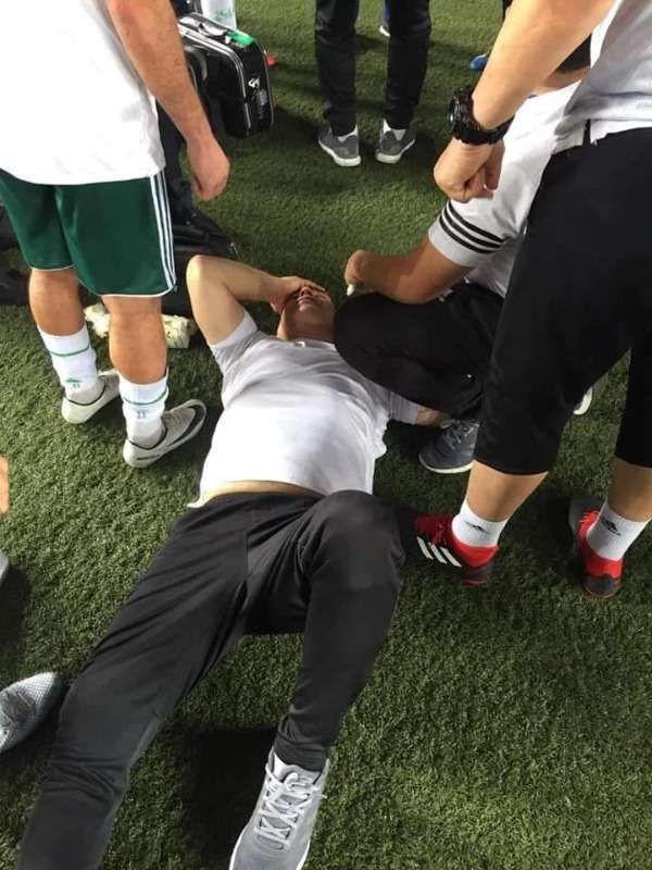 لحظة إصابة حسام حسن بحجر