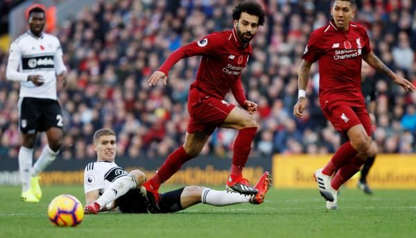 محمد صلاح خلال المباراة