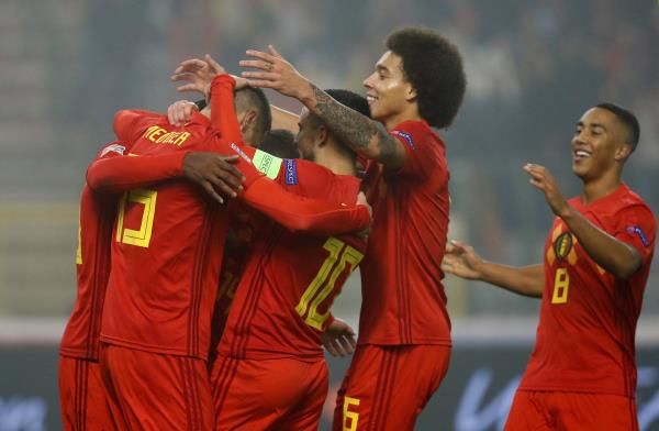 فرحة لاعبي بلجيكا