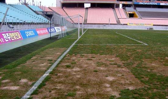 أرضية أستاد جيونجو الدولي أصبح في حالة يرثى لها 