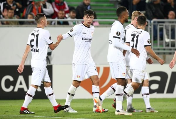 كاي هافيرتز مع لاعبي باير ليفركوزن