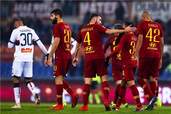 فرحة لاعبي روما 