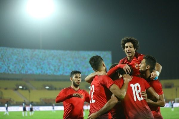فرحة لاعبي الأهلي بالهدف الأول
