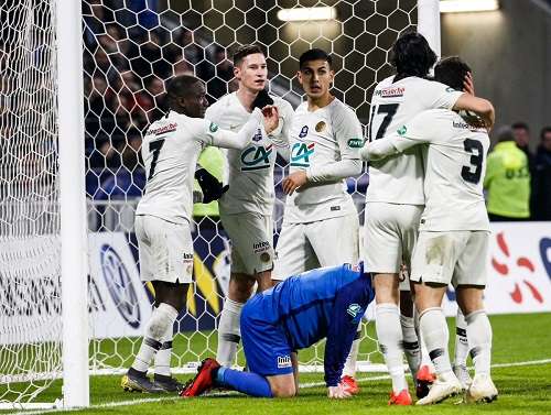 فرحة لاعبي باريس سان جيرمان