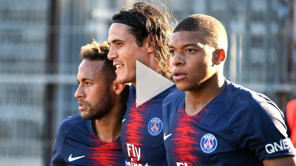 نيمار مع مبابي وكافاني