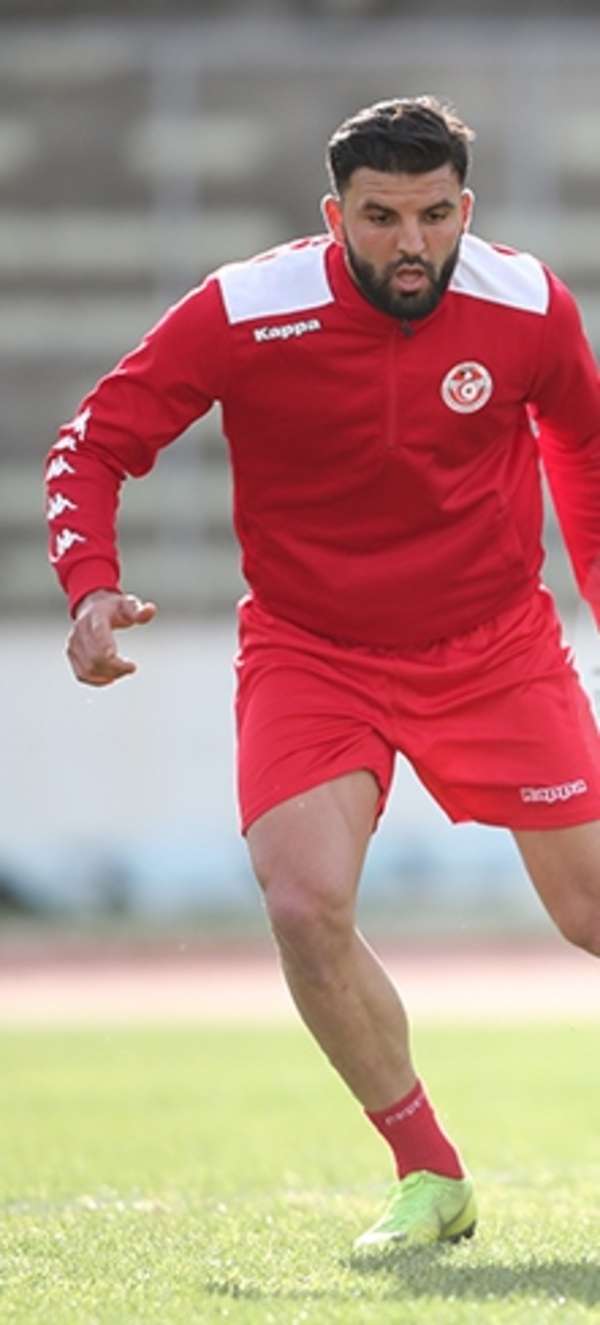 صيام بن يوسف خلال تدريبات منتخب تونس 