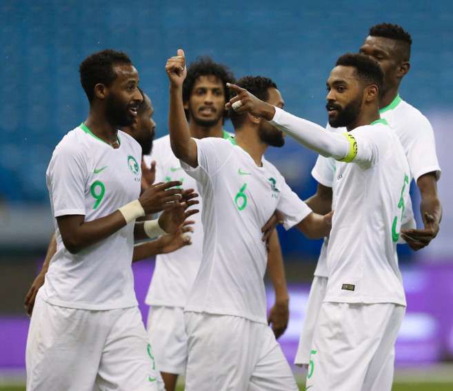 فرحة لاعبي المنتخب السعودي