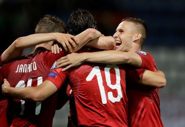 فرحة لاعبي المنتخب التشيكي 