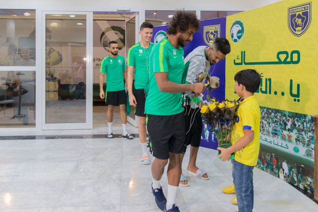 استقبال لاعبي المنتخب السعودي