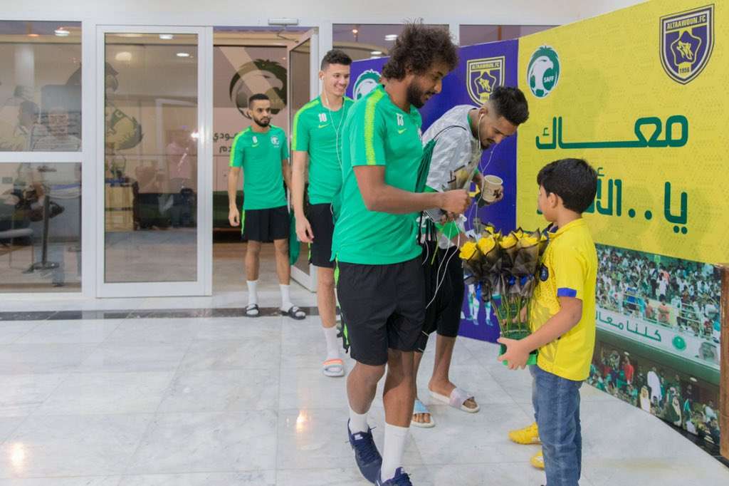 استقبال لاعبي المنتخب السعودي